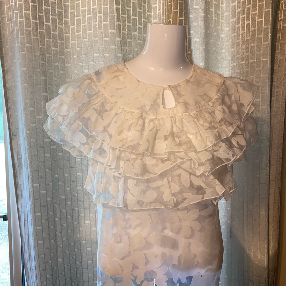 Elegant White Ruffled Women's Top